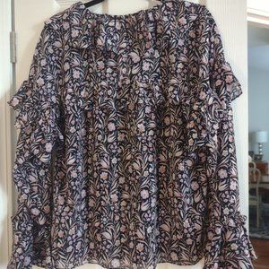 J. CREW Ruffle Crinkle Chiffon Floral Top- Size L- NWT!